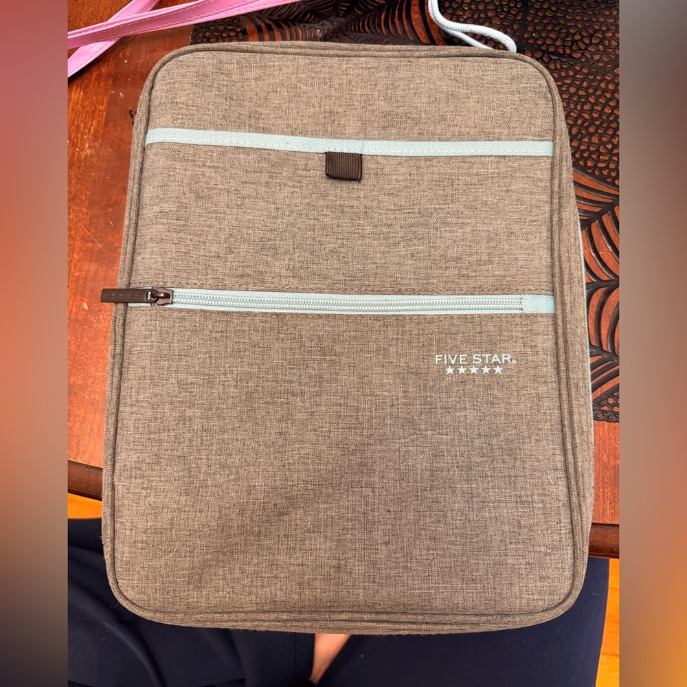 Five Star Grey and Blue 3 Ring Binder Bag